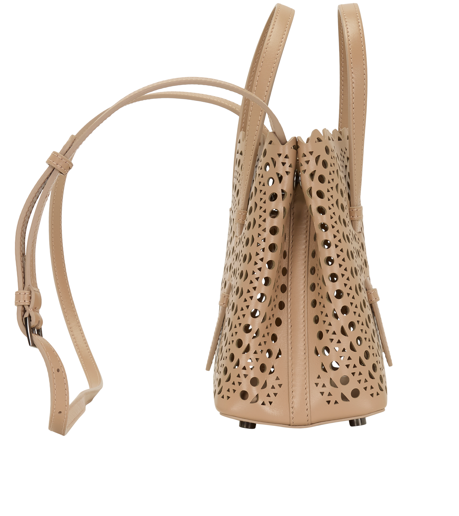 Alaia Laser Cut Tote, &pound;895, Handbags, Pink, Leather, Side view
